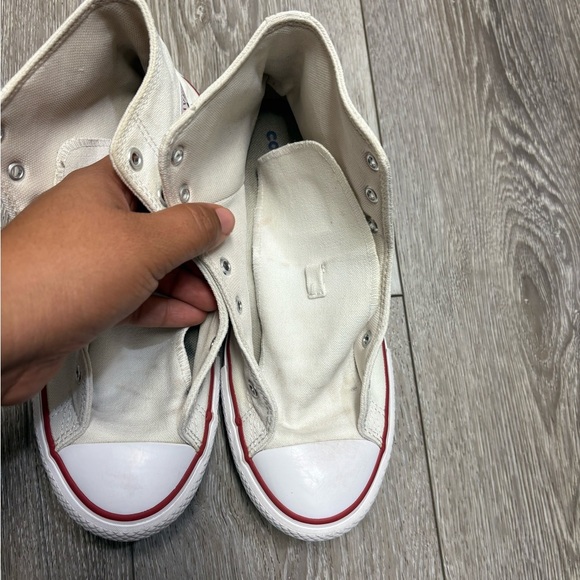 Converse White High-Tops with Red and Blue Stripes - Picture 3 of 11